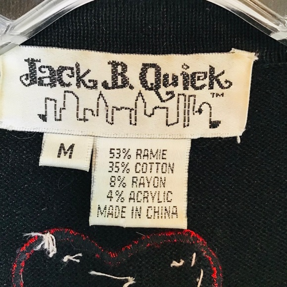 Vintage Valentines Jack B Quick Black Love Embellished Sweater - Picture 5 of 11